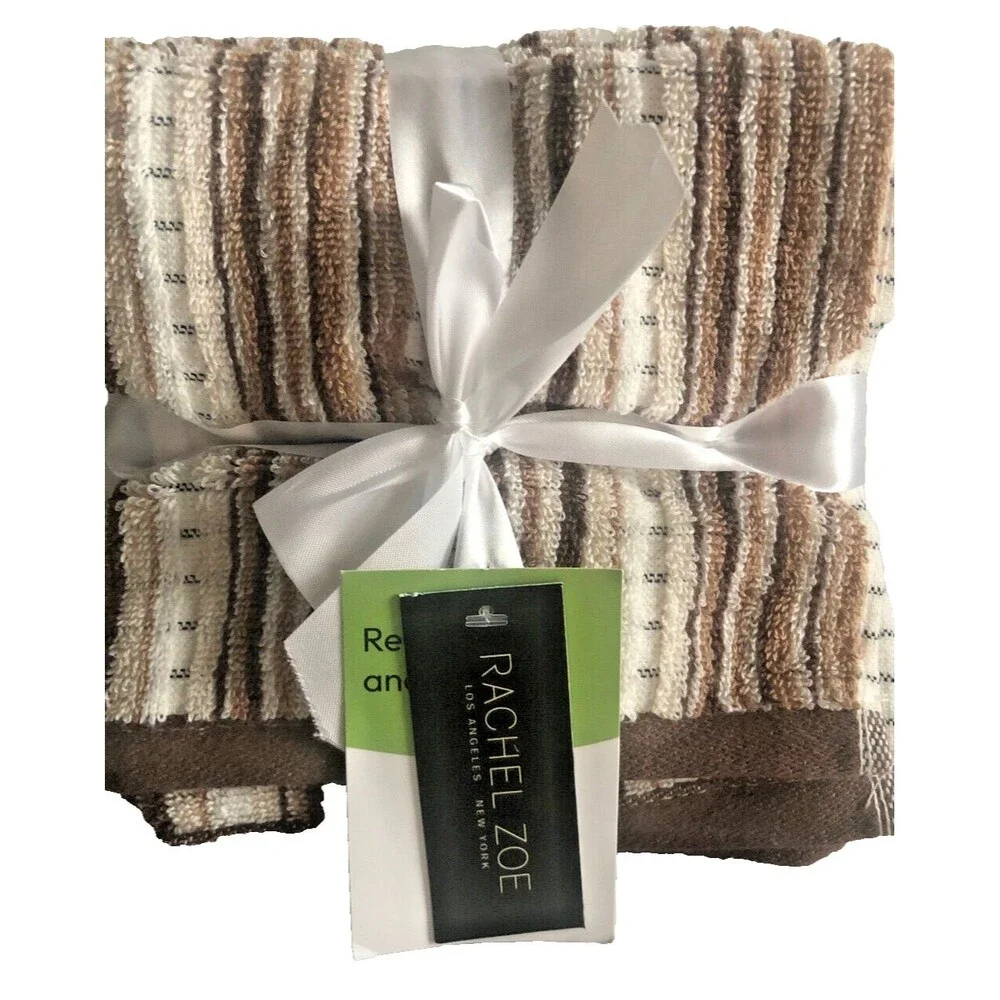 Rachel Zoe Facecloths Washcloths Set of 4 Soft Cotton OEKO-TEX 13x13